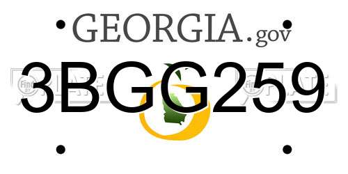3BGG259 Georgia License Plate