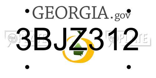 3BJZ312 Georgia License Plate