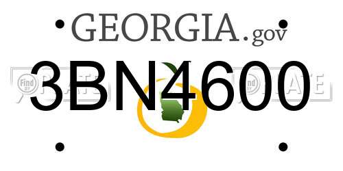 3BN4600 Georgia License Plate