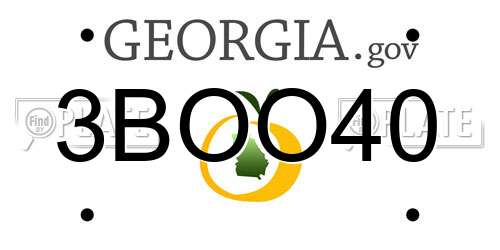 3BOO40 Georgia License Plate