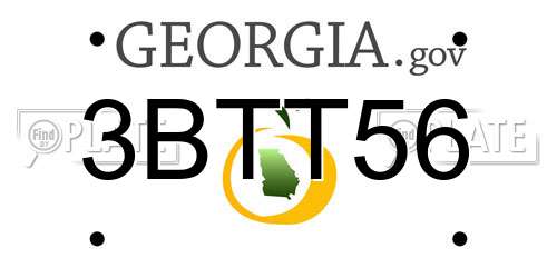 3BTT56 Georgia License Plate