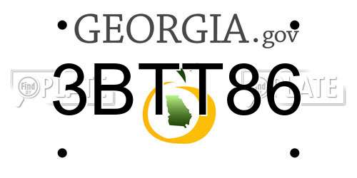 3BTT86 Georgia License Plate