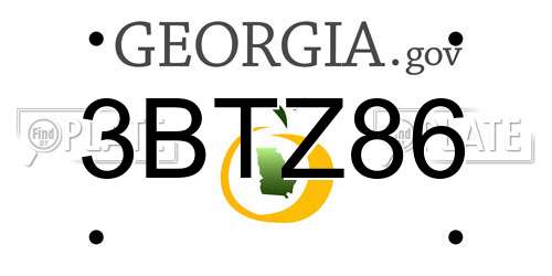 3BTZ86 Georgia License Plate