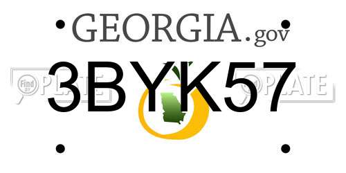 3BYK57 Georgia License Plate