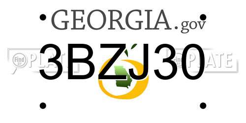 3BZJ30 Georgia License Plate