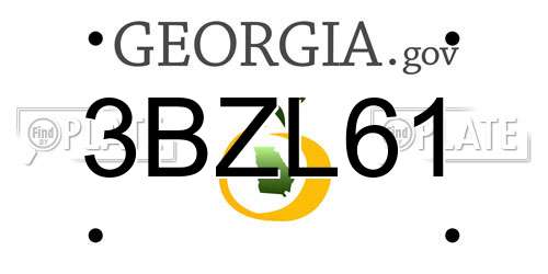 3BZL61 Georgia License Plate