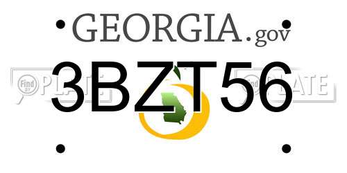 3BZT56 Georgia License Plate