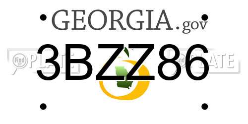 3BZZ86 Georgia License Plate