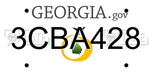3CBA428 Georgia License Plate