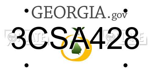 3CSA428 Georgia License Plate