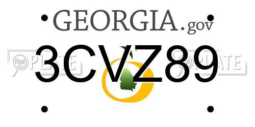 3CVZ89 Georgia License Plate