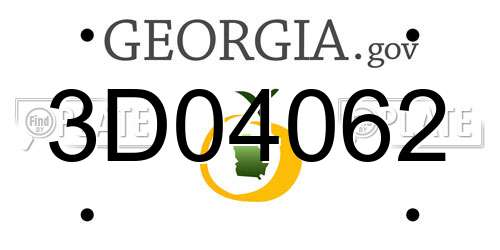 3D04062 Georgia License Plate