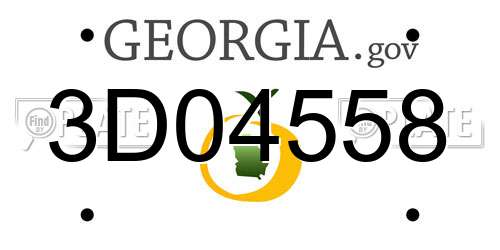 3D04558 Georgia License Plate