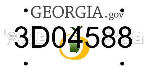 3D04588 Georgia License Plate