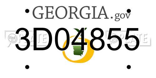 3D04855 Georgia License Plate