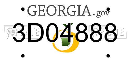 3D04888 Georgia License Plate