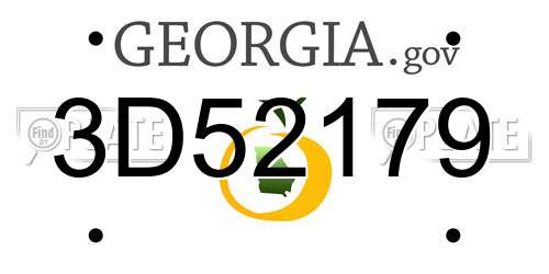 3D52179 Georgia License Plate