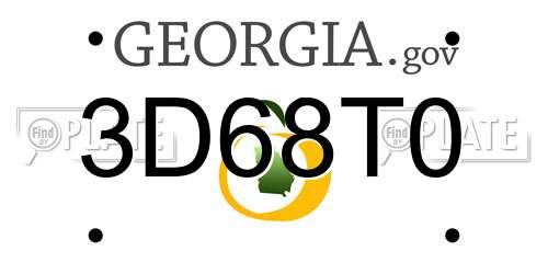 3D68T0 Georgia License Plate