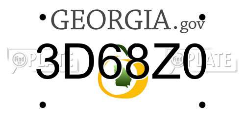 3D68Z0 Georgia License Plate