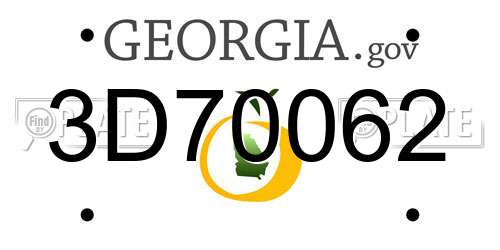 3D70062 Georgia License Plate