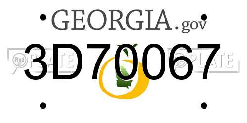 3D70067 Georgia License Plate