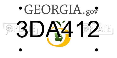 3DA412 Georgia License Plate