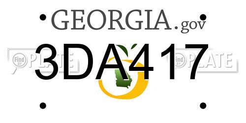 3DA417 Georgia License Plate
