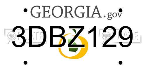 3DBZ129 Georgia License Plate