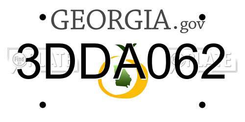 3DDA062 Georgia License Plate