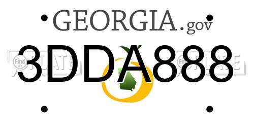 3DDA888 Georgia License Plate