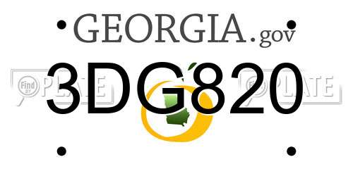 3DG820 Georgia License Plate