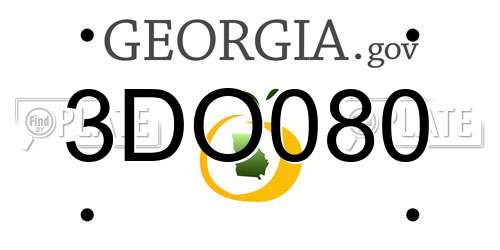 3DO080 Georgia License Plate