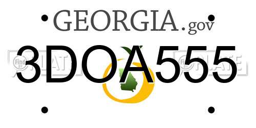 3DOA555 Georgia License Plate