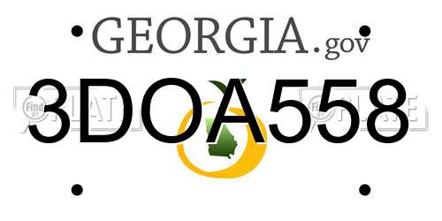 3DOA558 Georgia License Plate
