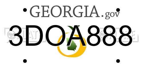3DOA888 Georgia License Plate