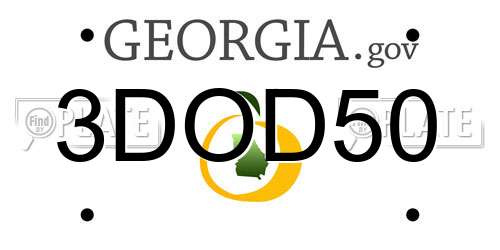 3DOD50 Georgia License Plate