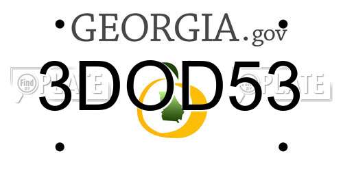 3DOD53 Georgia License Plate