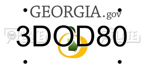 3DOD80 Georgia License Plate