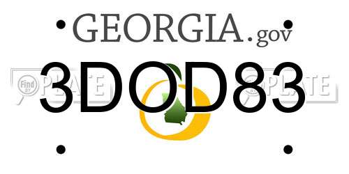 3DOD83 Georgia License Plate