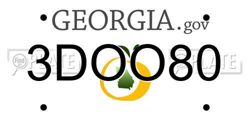 3DOO80 Georgia License Plate