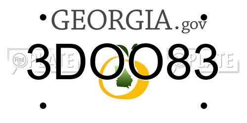 3DOO83 Georgia License Plate