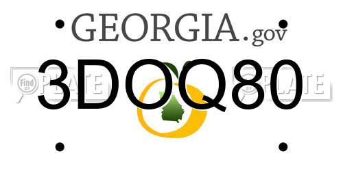 3DOQ80 Georgia License Plate