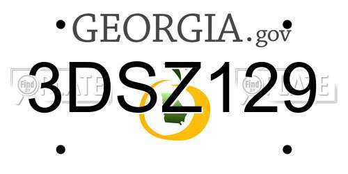 3DSZ129 Georgia License Plate