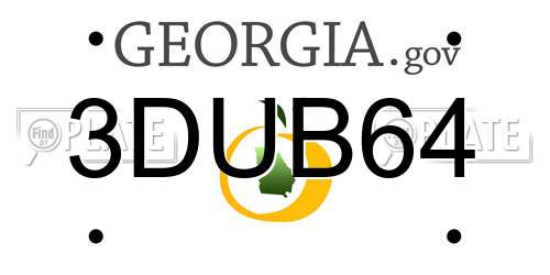 3DUB64 Georgia License Plate