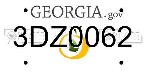3DZ0062 Georgia License Plate