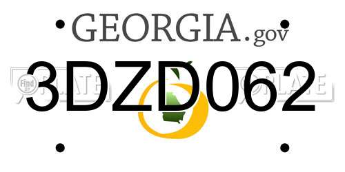 3DZD062 Georgia License Plate