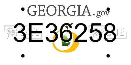 3E36258 Georgia License Plate