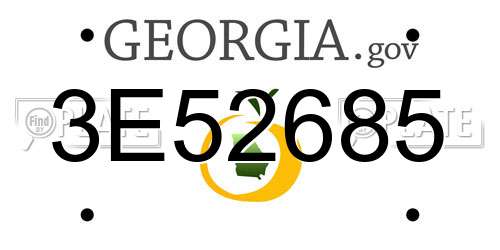 3E52685 Georgia License Plate
