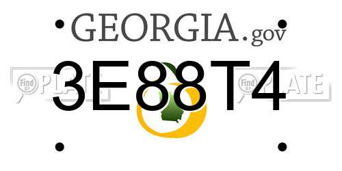 3E88T4 Georgia License Plate