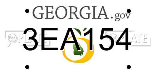 3EA154 Georgia License Plate